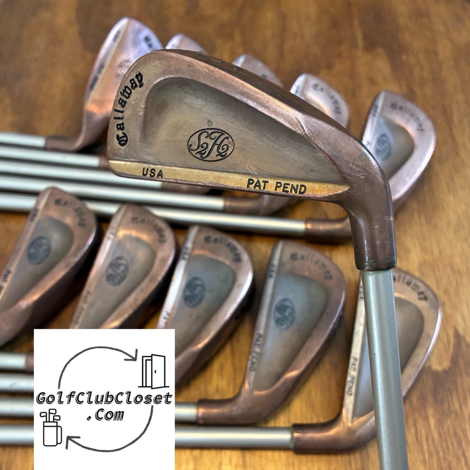 Vintage Callaway S2H2 USA Pat Pend BeCu Copper Iron Set / 2-PW-SW