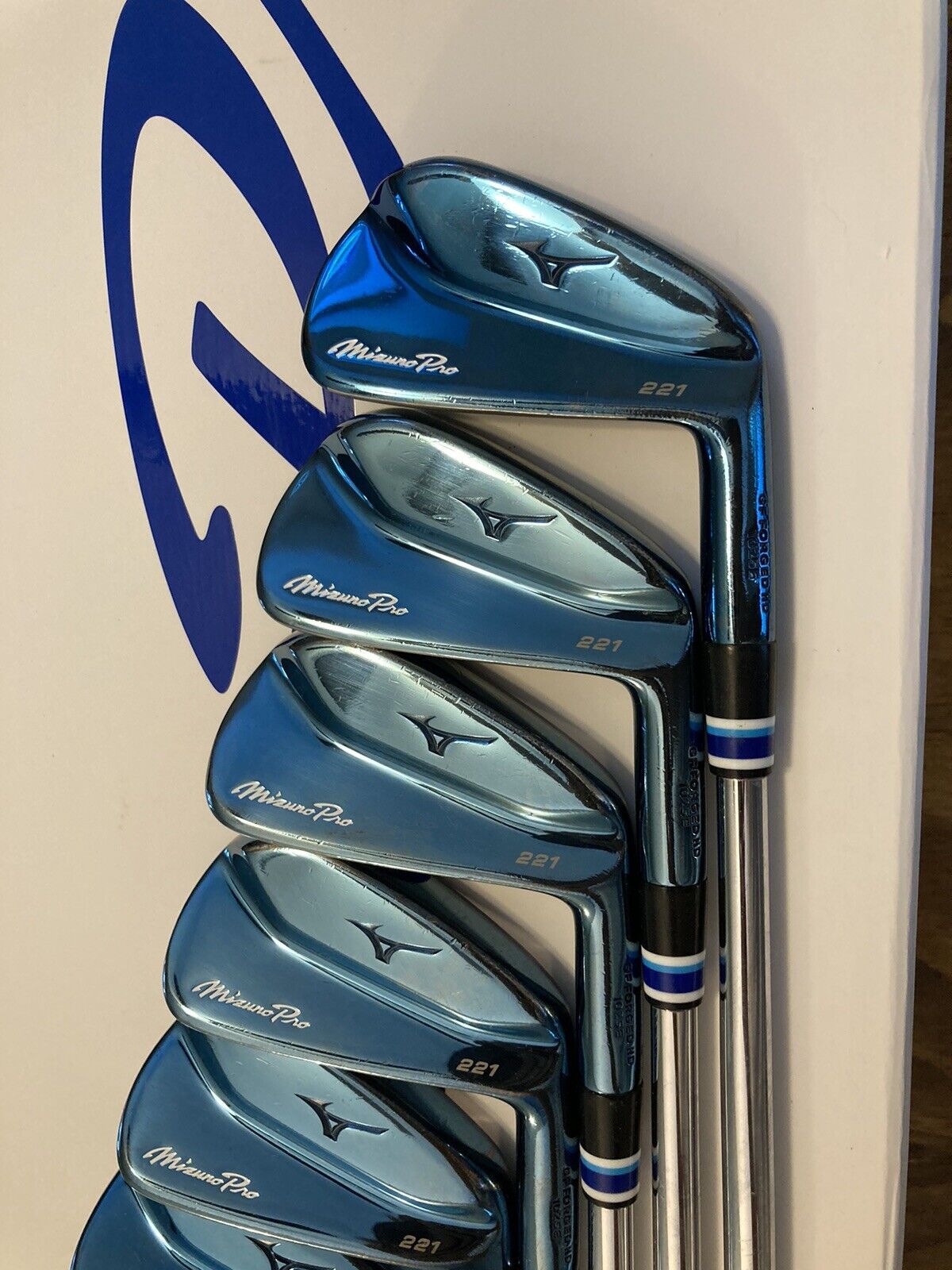 Mizuno Pro 221 Blue Ion Limited Edition Iron Set / 3-PW Stiff Flex Steel Shafts