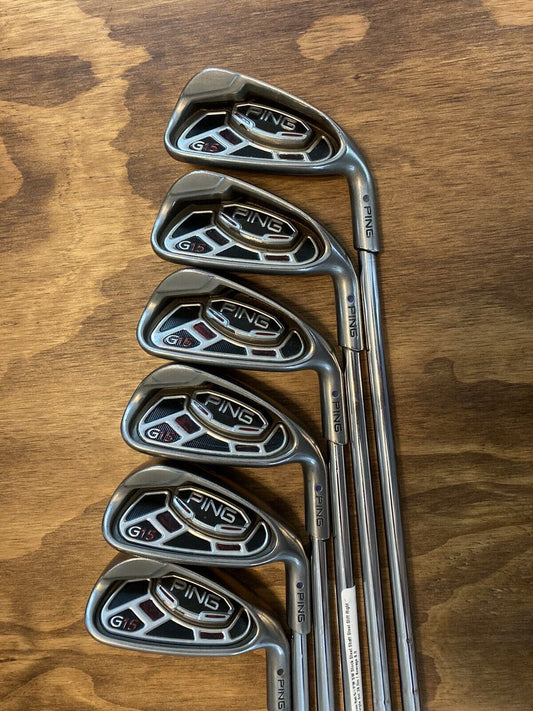 Ping G15 Iron Set / Purple Dot 5-PW Stiff Flex Steel Shafts