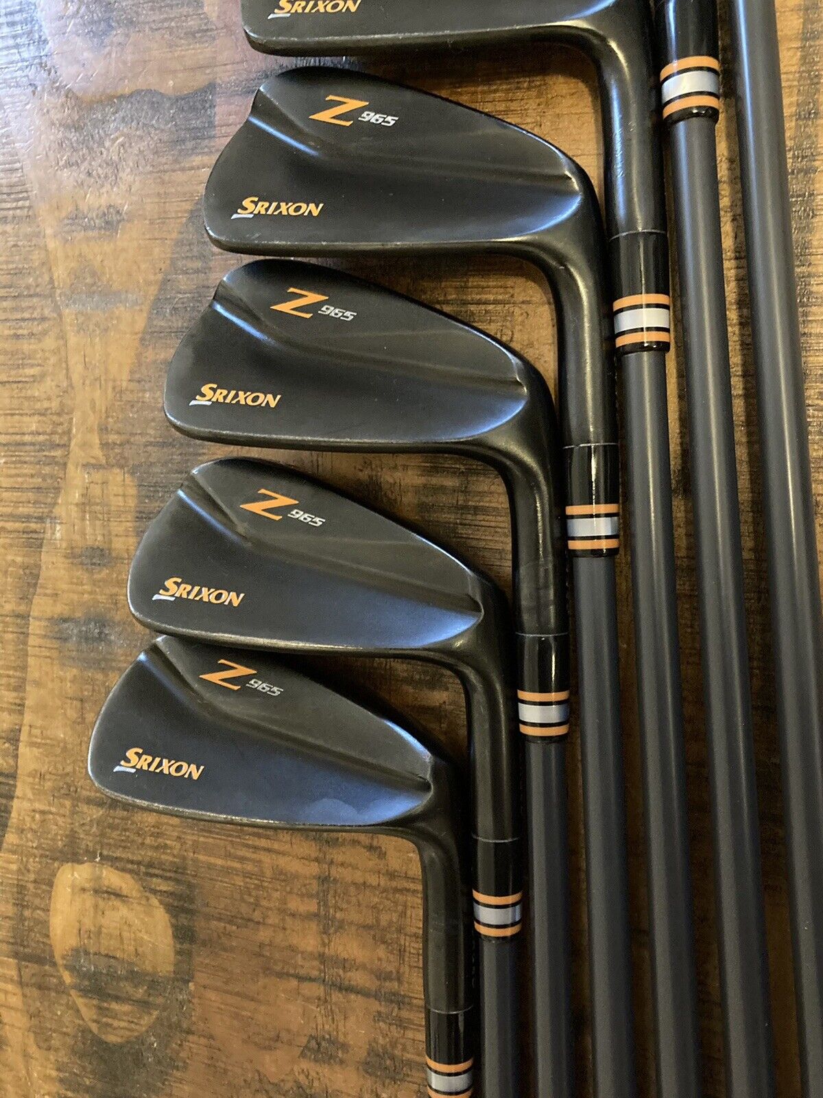 Custom Black Srixon Z765 Z965 Iron Set / 4-PW Stiff Flex Graphite Shafts +3/4”