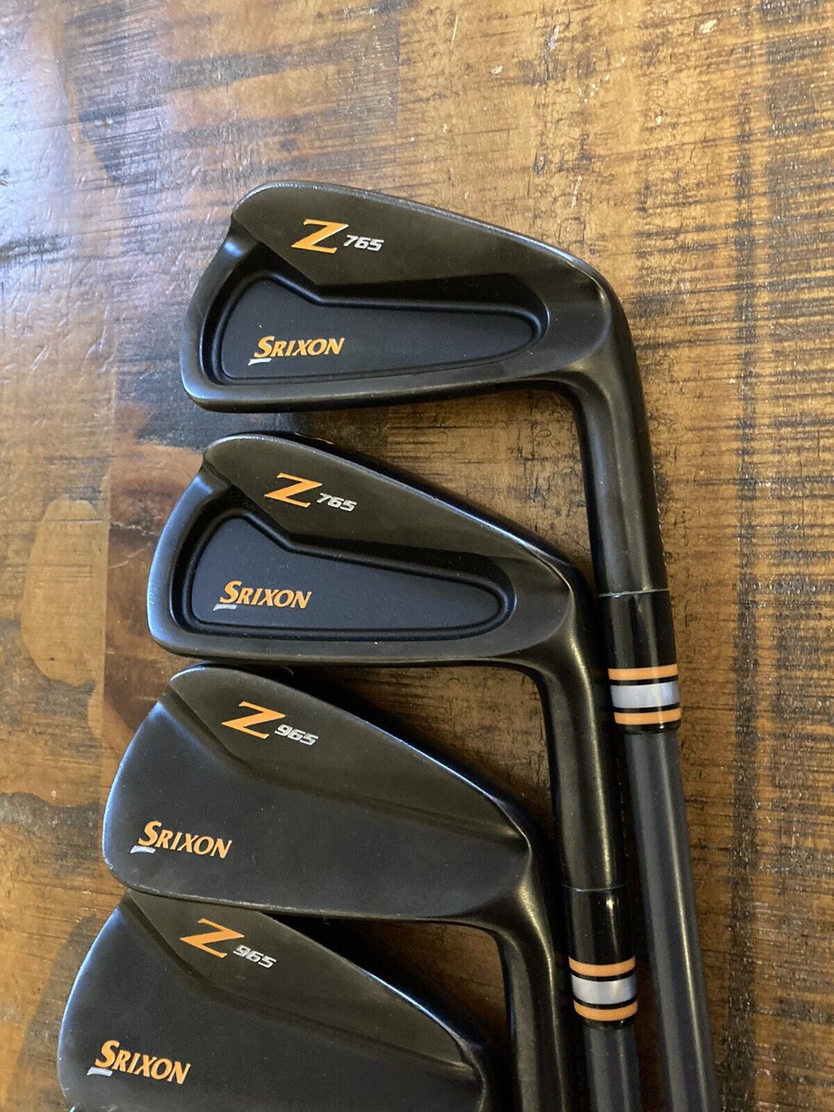 Custom Black Srixon Z765 Z965 Iron Set / 4-PW Stiff Flex Graphite Shafts +3/4”