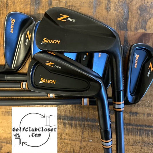 Custom Black Srixon Z765 Z965 Iron Set / 4-PW Stiff Flex Graphite Shafts +3/4”